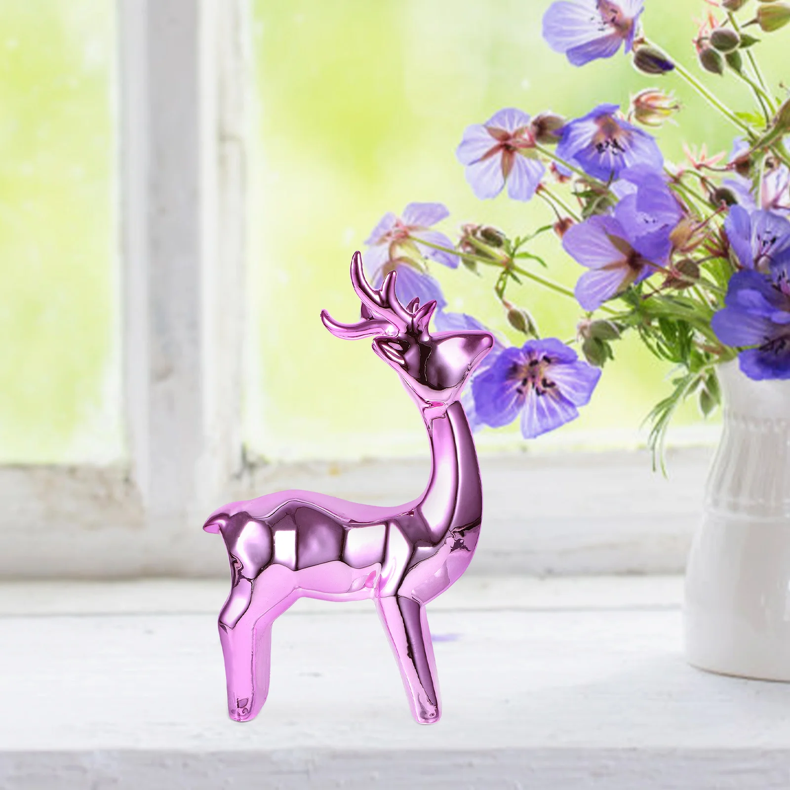 

Ceramic Deer Ornament Charming Desktop Sculpture for Office Living Room Animal Statue Decorative Tabletop Decor