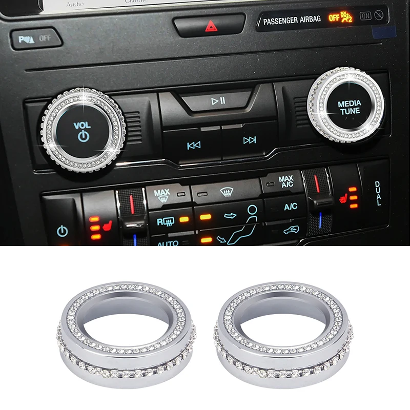 Universal 1.38inch Outer Diameter 1.18inch Inner Diameter Car Volume Knob Cover Decal Audio Control Button Sticker Bling Decor