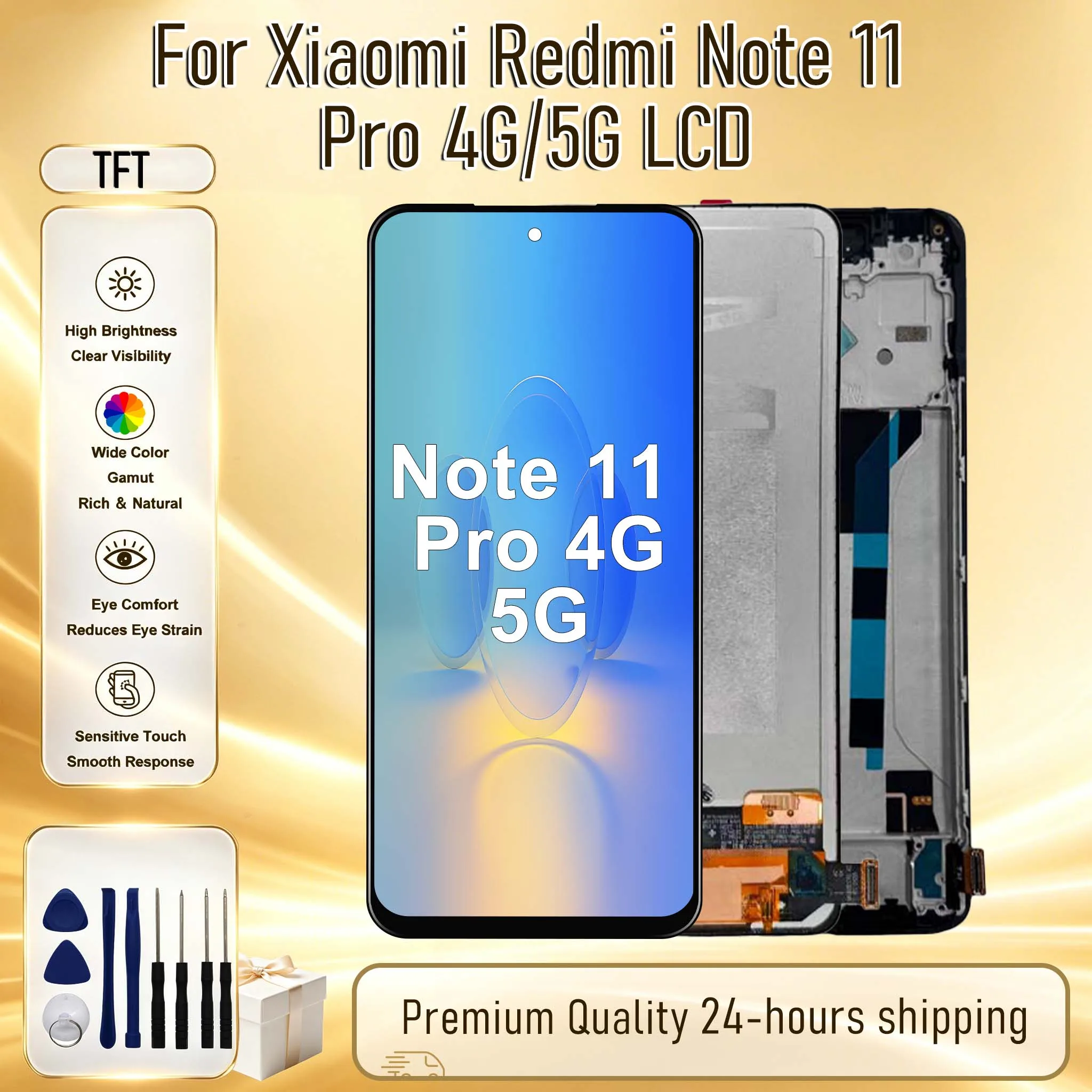 TFT For Xiaomi Redmi Note 11 Pro 4G LCD 2201116TI Touch Screen Digitizer Assembly For Redmi Note 11 Pro 5G Display Replacement