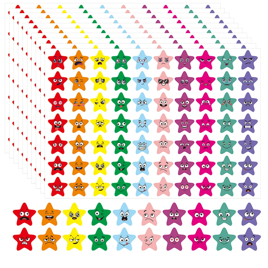 

700 Star Face Stickers Colorful Expression Labels Sheet Set, Cute Style Decorative Adhesive Stickers for Scrapbooks, Journals