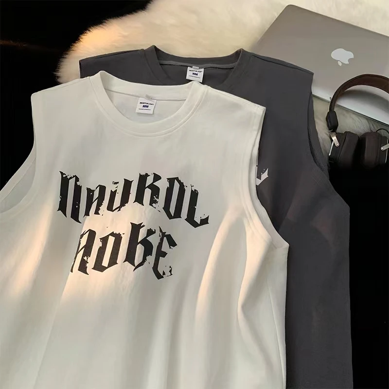 

Летняя свободная хлопковая майка и футболка: модная мужская одежда с защитой от солнца, круглый вырез, короткий рукав, распродажа от бренда