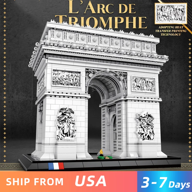 3718PCS Arc de Triomphe Model Building Blocks Paris landmark Building Bricks Desktop Decoration Diy Toys For Kids Holiday Gifts