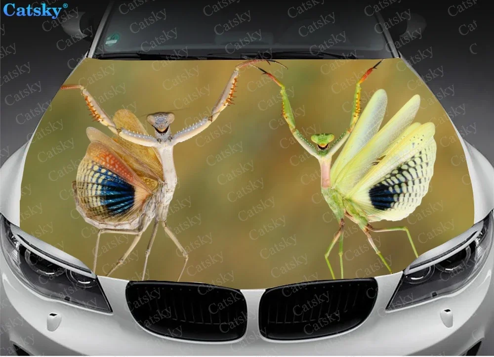 Praying Mantis Animal Car Hood Vinyl Stickers Wrap Vinyl Film Engine Cover Decals Sticker Universal Car Hood Protective Film