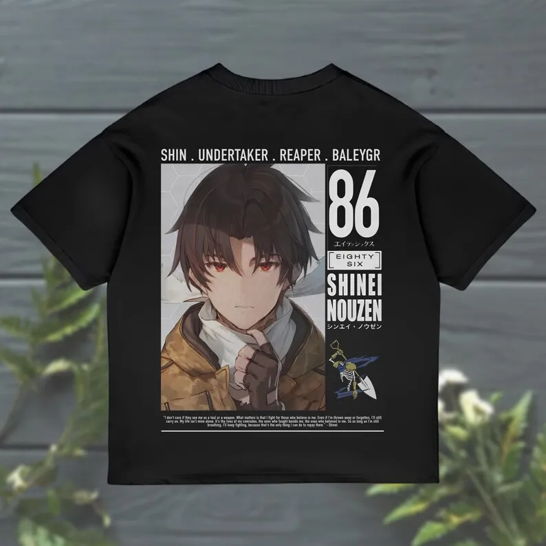 

Японская футболка в стиле аниме «86» (Eighty-Six), унисекс, оверсайз, для всех сезонов, уличная одежда