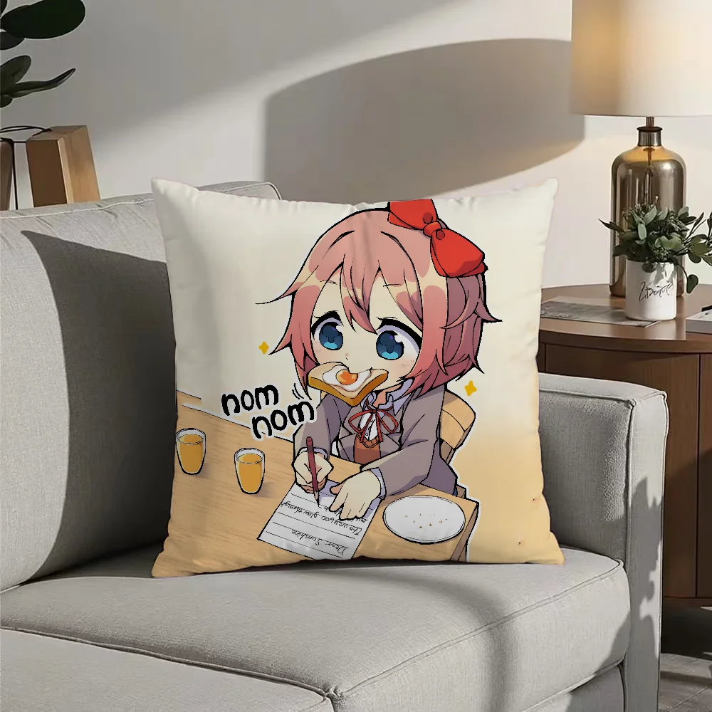 Game Doki D-Doki L-Literatuare Club Anime Pillow Case Double Sided Printed Cushion Cover Soft Short Plush Sofa Decorative Home D