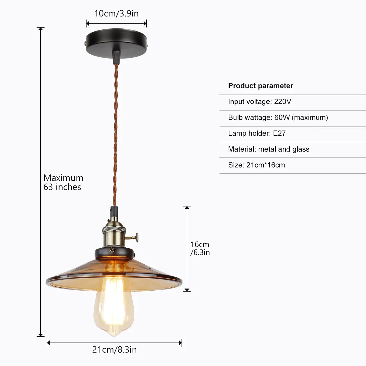 Vintage Pendant Lights Glass Hanging Lamp Loft Luminaire Dinning room Kitchen Home Decor Modern Bedroom Pendant Lamps Smoke Grey