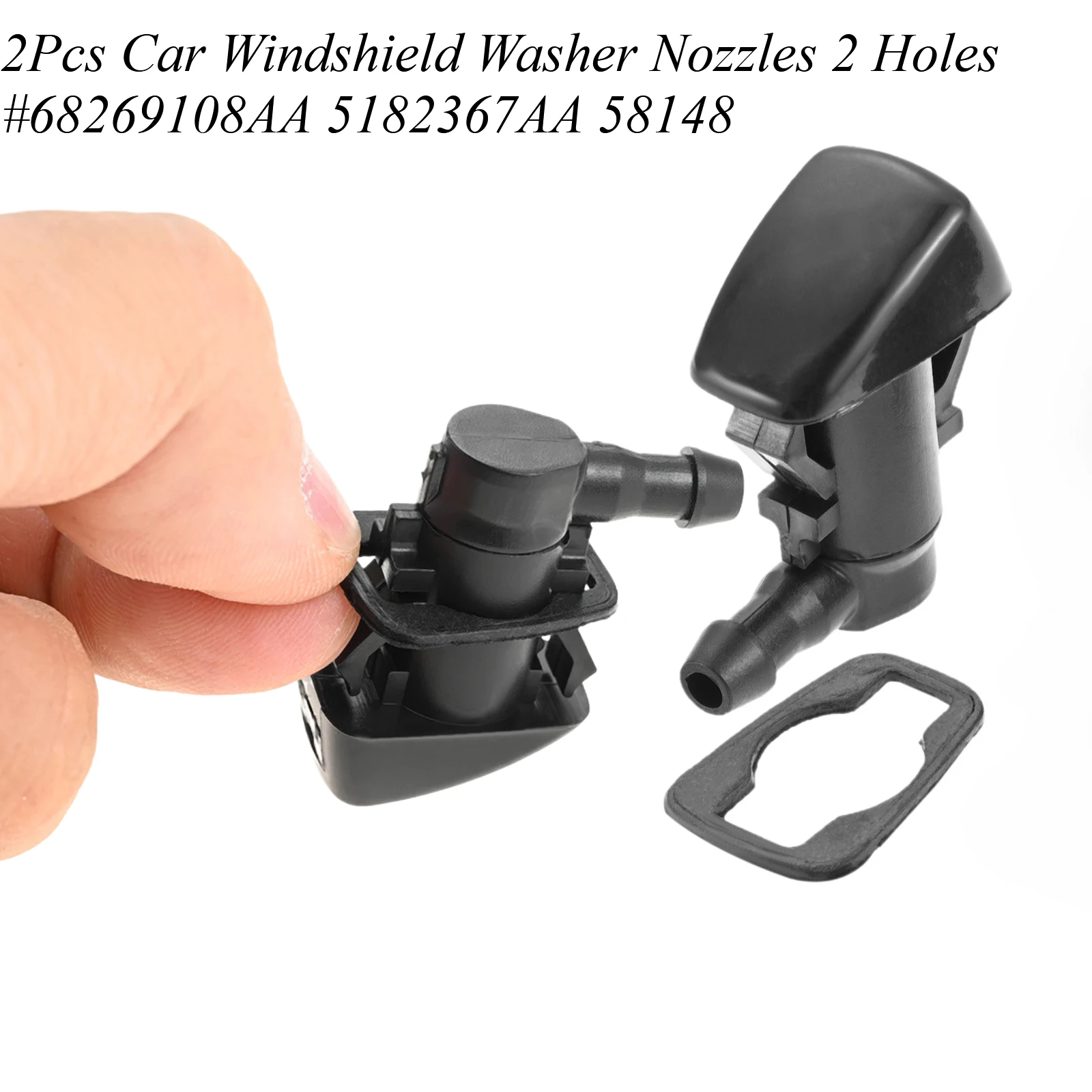 2Pcs Auto Front Windshield Washer Wiper Nozzles 2-Holes 68269108AA 5182367AA 58148 for Dodge Durango WD R/T Citadel SRT Hellcat