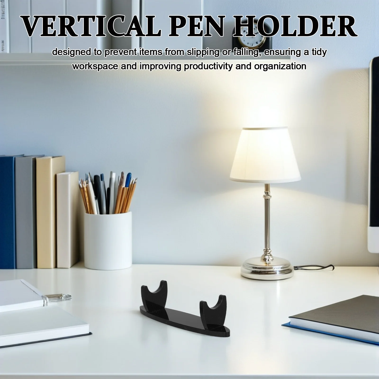 

2Pcs Acrylic Pen Holder Black Vertical Display Stand Fountain Ballpoint Pencil Pen Rack Makeup Brush Organizer Desk Storage