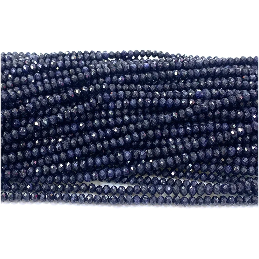 Veemake Sapphire Rondelle Faceted Beads 07693