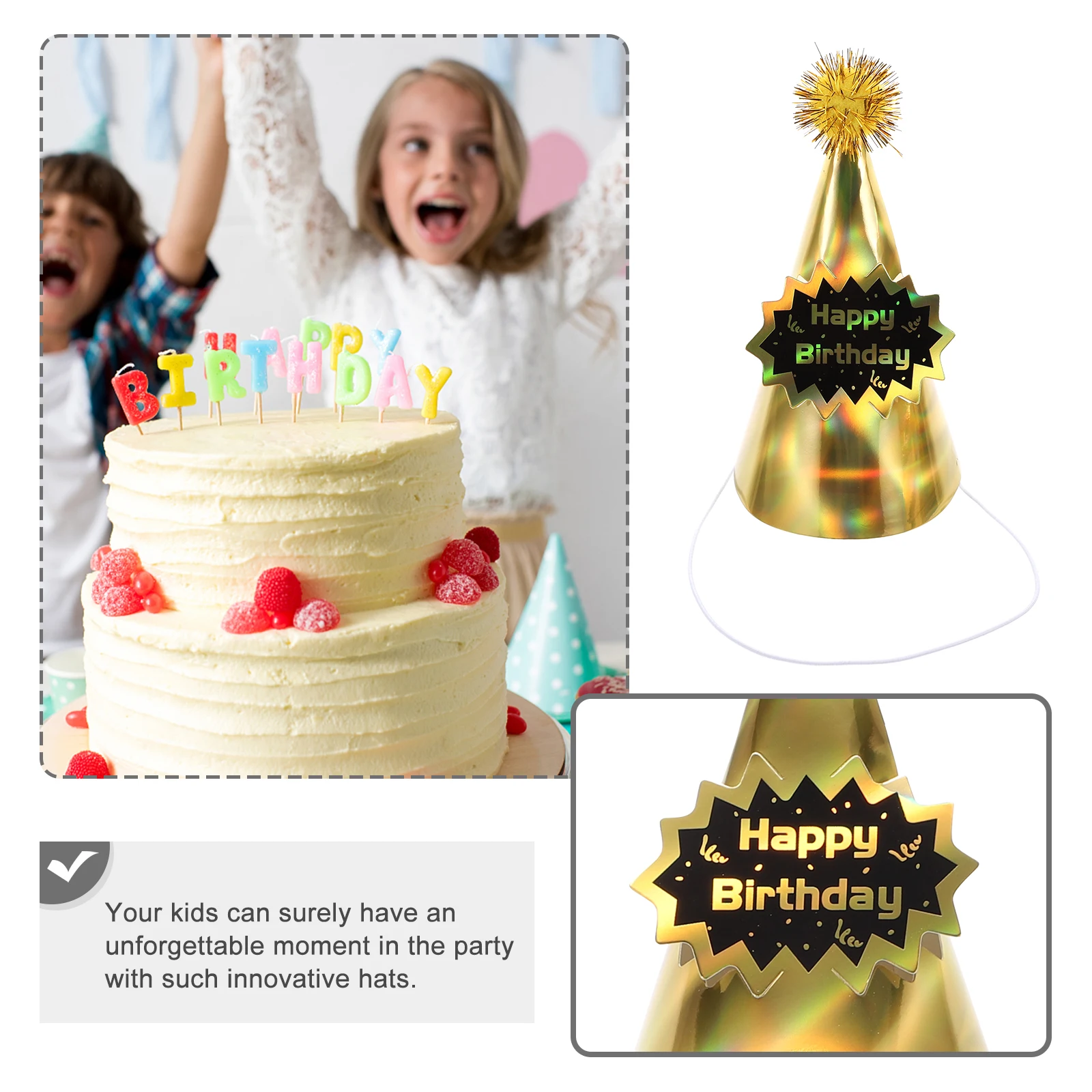 

5 Pcs Hats Birthday Party Clothing Paper Cap Headwear Golden