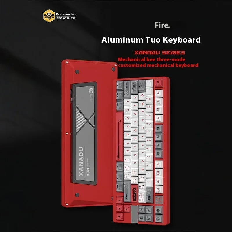 BEE مع لوحة مفاتيح ميكانيكية T & L X80 ، لوحة مفاتيح الألعاب اللاسلكية ، سبائك الألومنيوم ، ملحقات المبادلة الساخنة ، 3 أوضاع ، 47 mAh