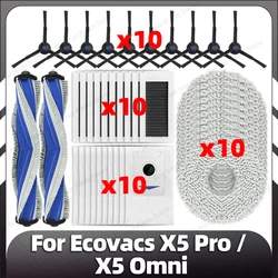 Substituição Escova Lateral Principal, Filtro HEPA, Mop Pads, Sacos De Pó, Peças De Reposição, Acessórios, Compatível para Ecovacs X5 Pro, X5 Omni