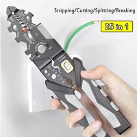 25 In 1 Multi-functional Wire Stripping Pliers Electrician Pliers Long Nose Pliers Wire Stripper Cable Cutter Terminal Crimping