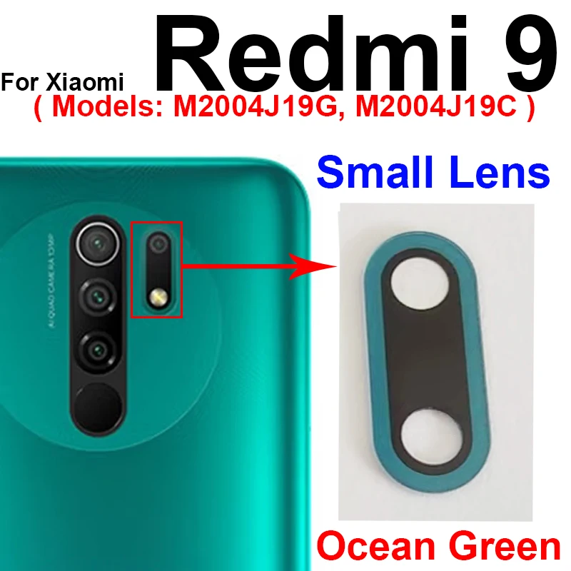 Big and Small Lens Back Rear Camera Glass Lens With Sticker For Xiaomi Redmi 9 M2004J19G M2004J19C Back Camera Glass Lens Parts