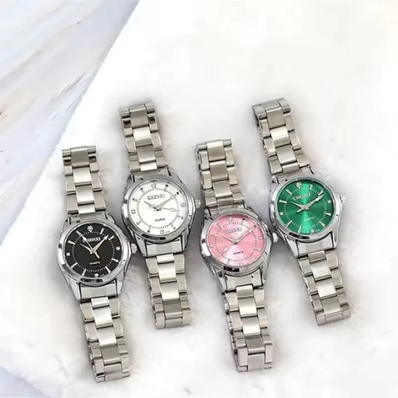 CHENXI 021B ساعة دائرية نسائية أنيقة ورائعة موضة فاخرة بسيطة ماسية حزام ناقل من الفولاذ ساعة نسائية هدية часы