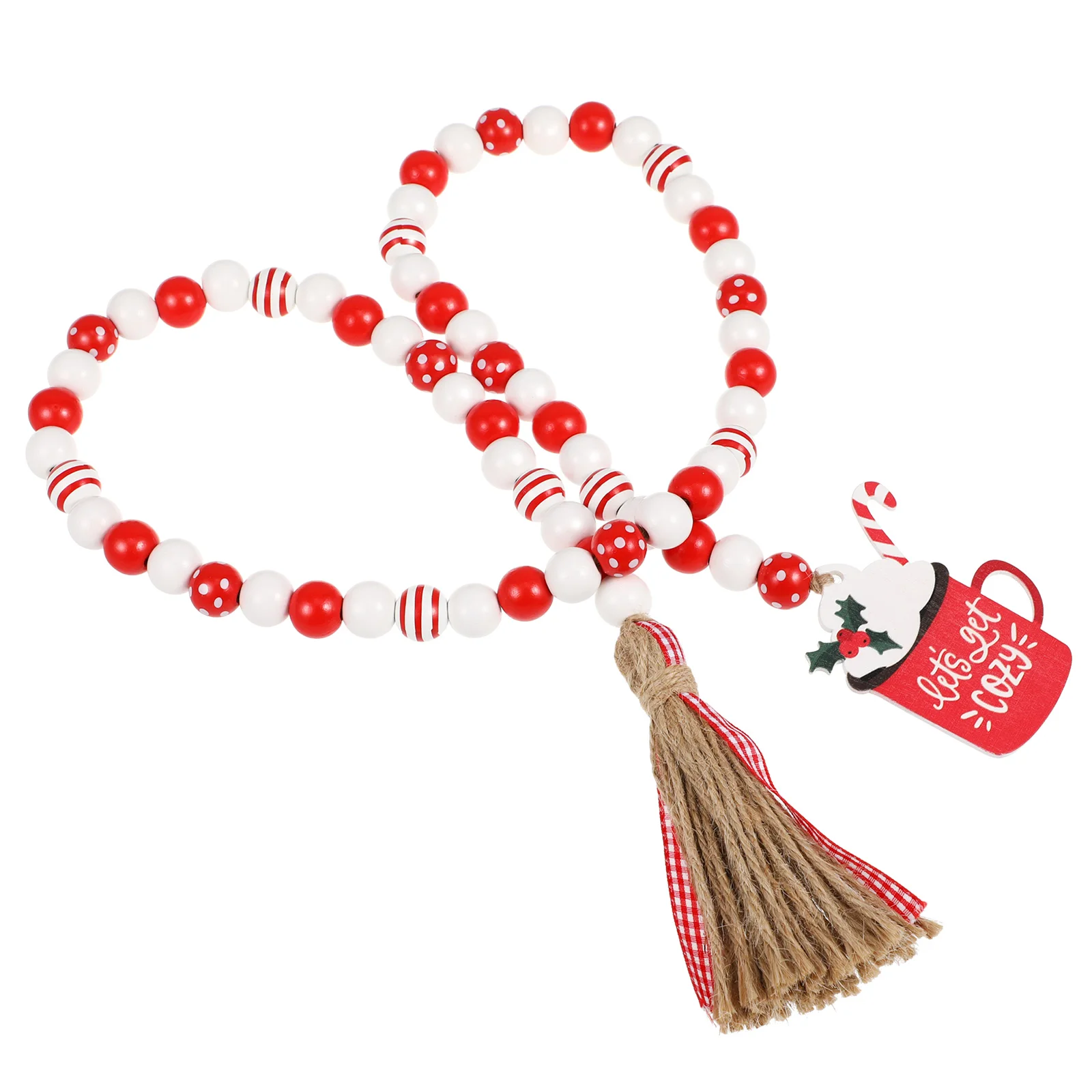

Wooden Beads Garland Decor Bright Wooden Beads String Ornament Indoor Wall Hanging Christmas Tree Bead String