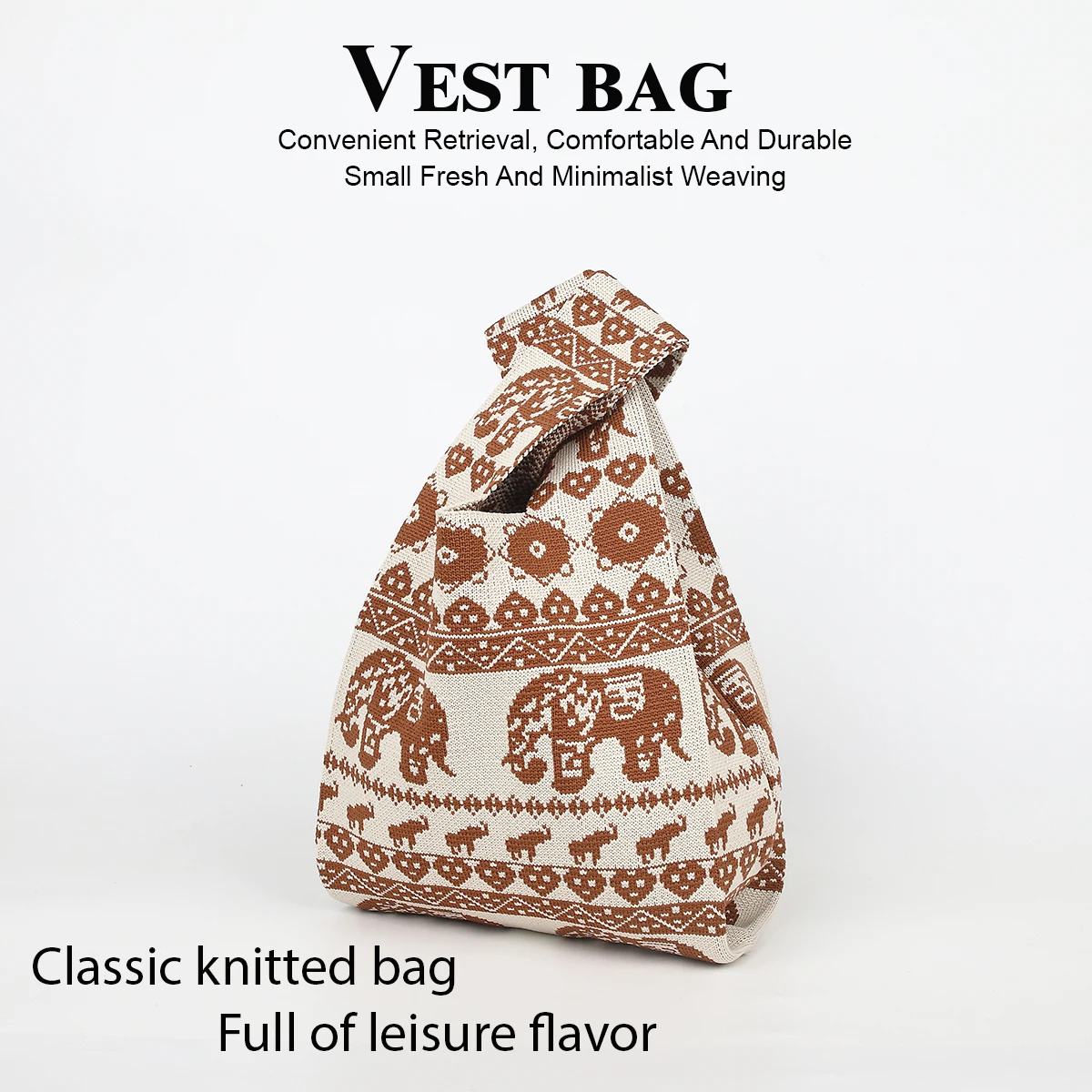 

Вязаная сумка в виде слона в натуральном и диком этническом стиле, складная, прочная, легкая ткань, подходит для всех сезонов, повседневная и универсальная, для мобильных телефонов, ключей, косметика, бутылок с водой, подходит для ежедневных поездок на ра