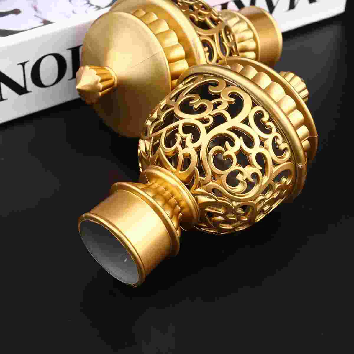 

6 PCS Curtains End Caps Rail Finial Rod Gold Fittings Decorative Head Plug Pole Baby Girl