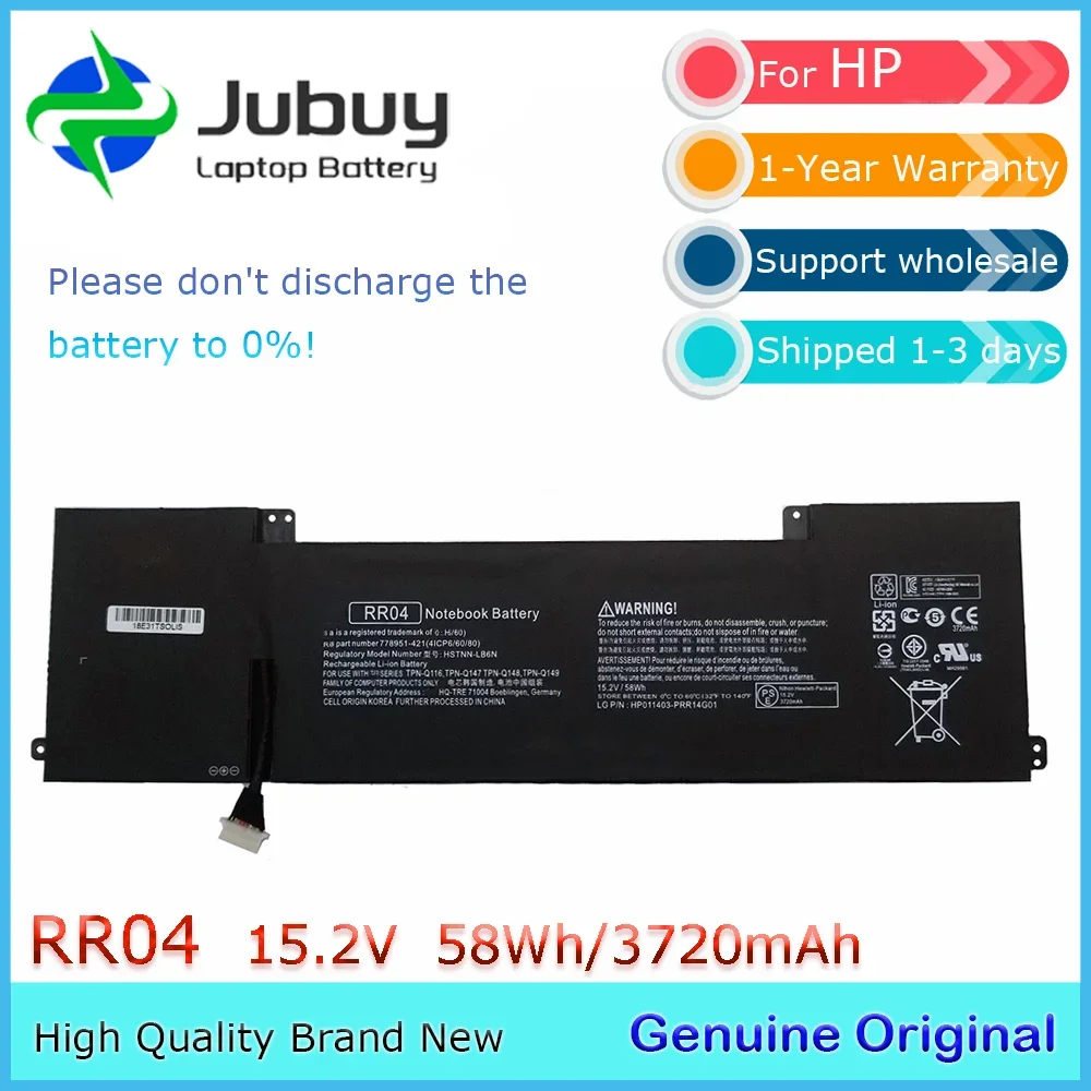 

RR04 15,2 В 58 Втч оригинальный аккумулятор для ноутбука HP Omen 15 15-5014TX TPN-W111 HSTNN-LB6N RR04XL 778951 -421 и т. д.