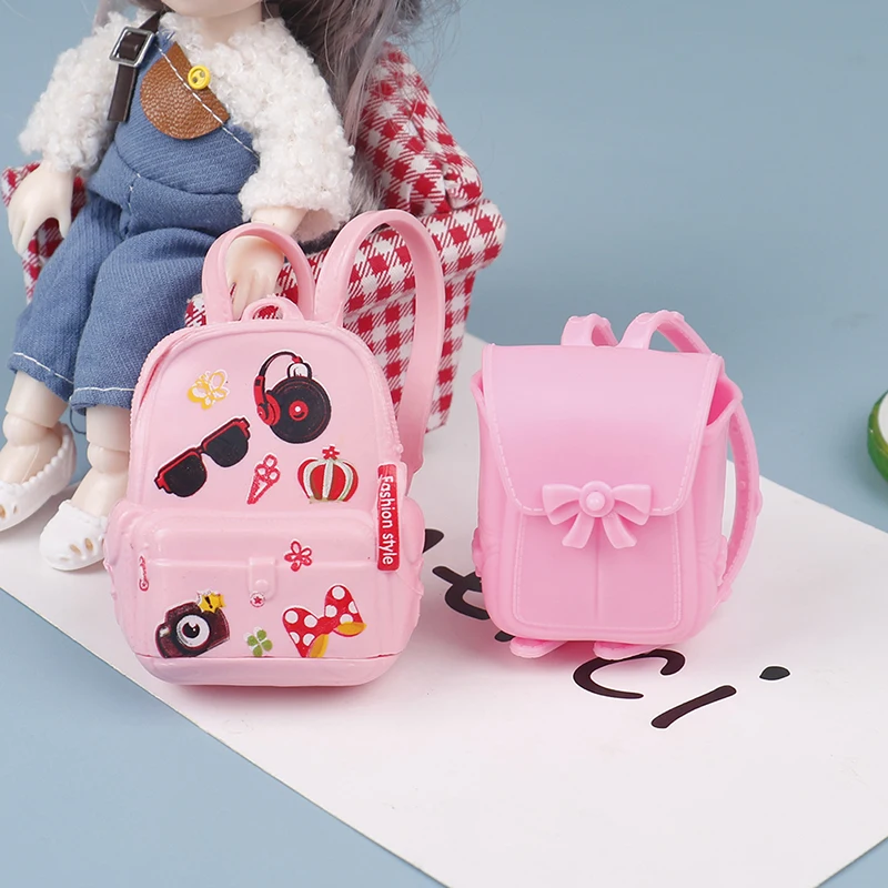 

1Pc Dollhouse Miniature PVC Schoolbag Model Mini Simulation Detachable Internally Attachable Toy Backpack Doll Accessories