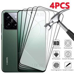 Película protectora de vidrio templado para Xiaomi 14, pegamento de cubierta completa, Protector de pantalla 9H HD, 4 unidades