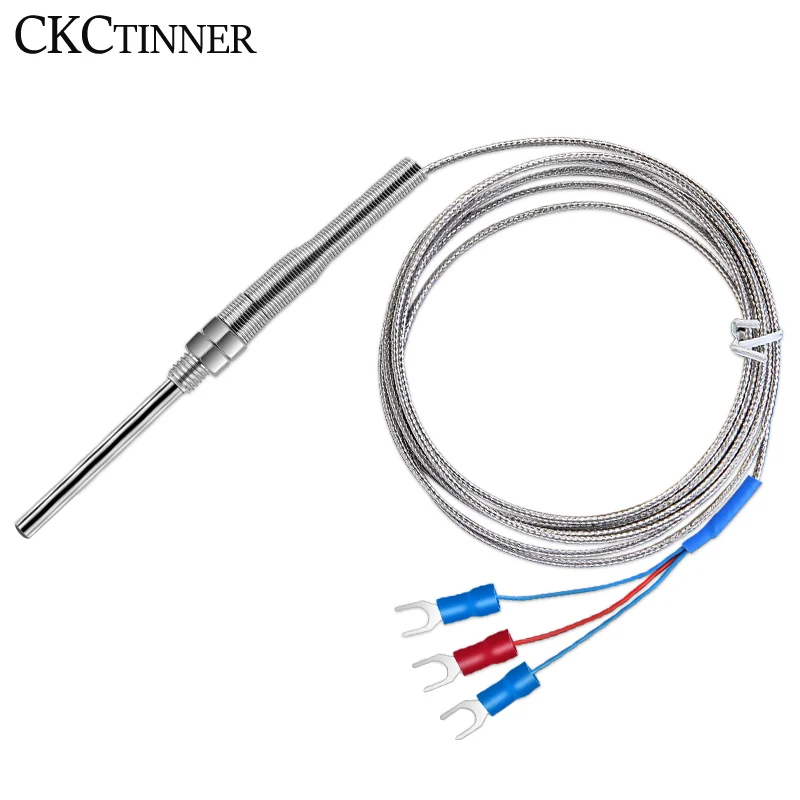 Thermocouple M8 PT100 Type 1m 2m 3m 4m 5m Temperature Sensor 50mm 150mm 100mm 200mm Probe Screw Thread Cable -200-600 degrees