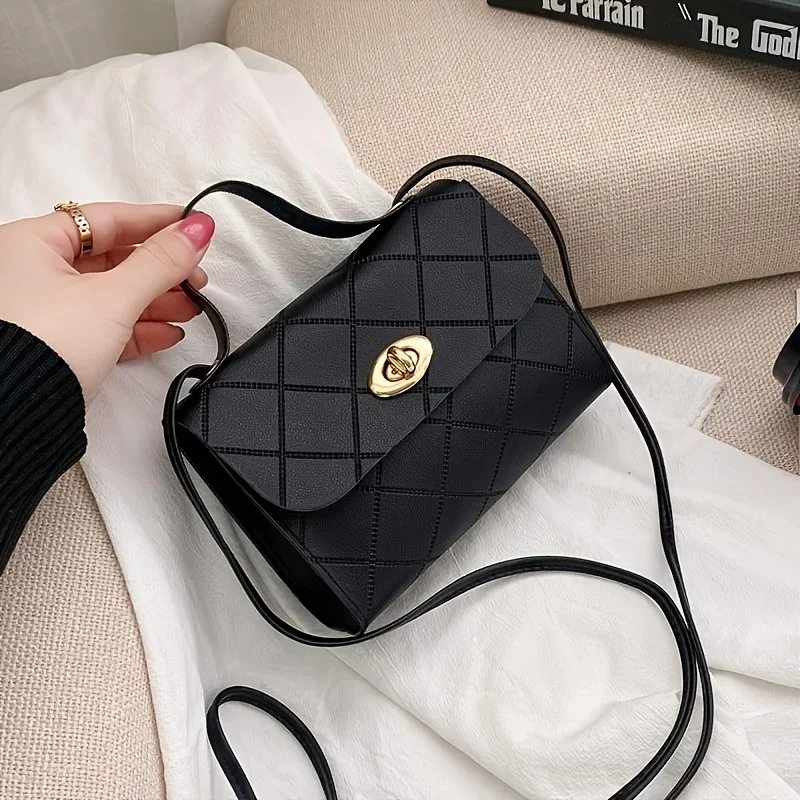 

Korean Style Diamond Quilted Square Bag for Women Trendy Top Handle Crossbody Bag Chain Underarm Purse Fashion Shoulder Bag