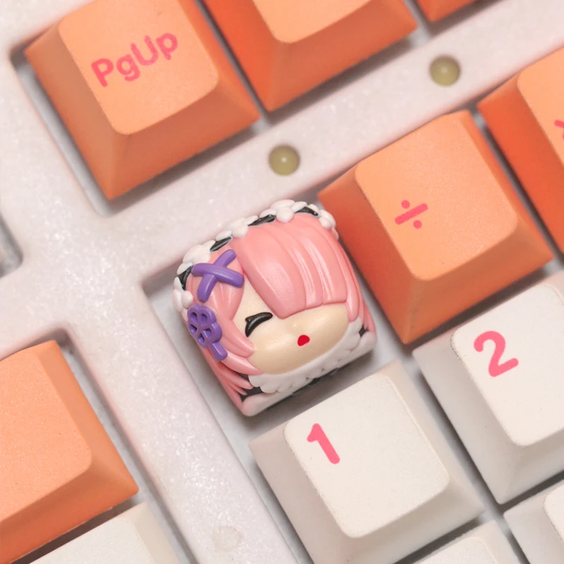 أغطية مفاتيح ريم رام إعادة: الحياة في عالم مختلف من الصفر أنيمي الطرفية لوحة المفاتيح الميكانيكية أغطية المفاتيح الراتنج مفاتيح شخصية لطيف #4