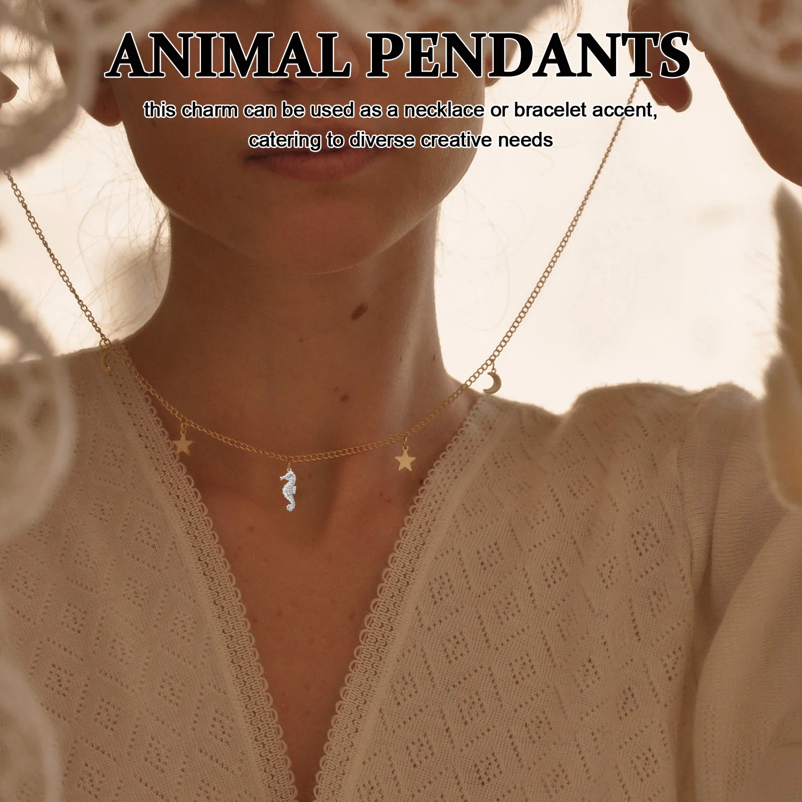 

50Pcs Sea Horse Pendants Stainless Animal Charms Jewelry Supplies DIY Necklace Bracelet Beach Theme