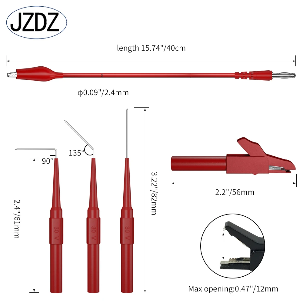 JZDZ Multimeter Test Lead Kit Alligator Clips to 4MM Banana Plug Test Probe Kit Electrical Test Tools 20pcs 25pcs 8006