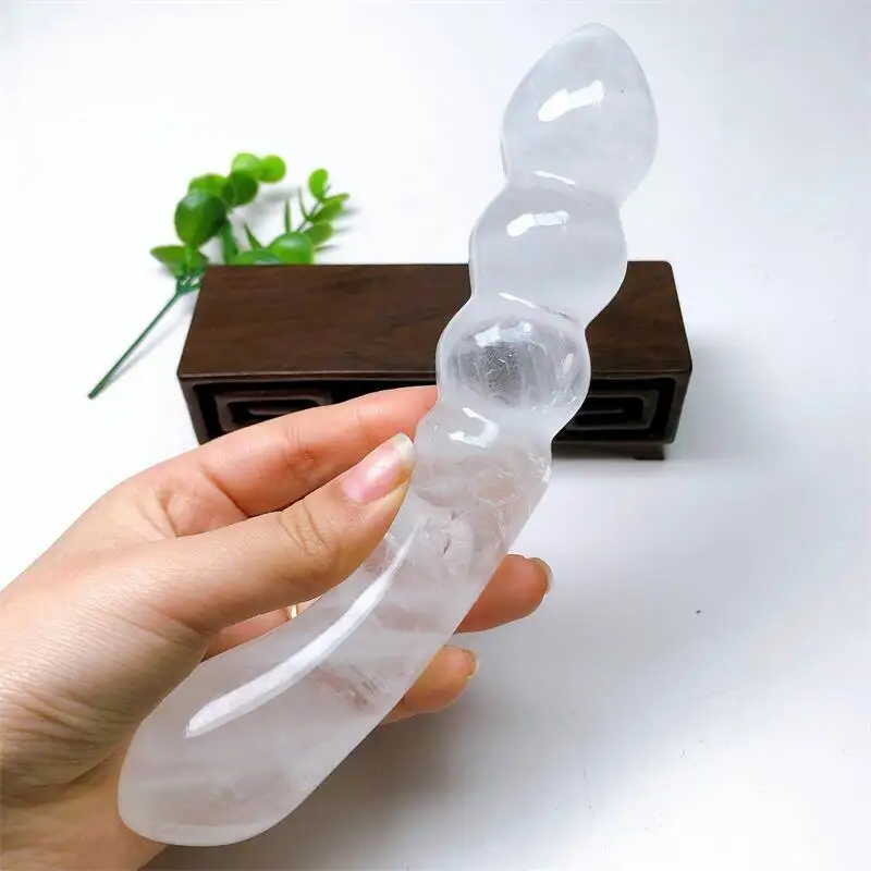 18cm Natural Clear Quartz Penis Crystal Quartz Yoni Wand Massage Stick Healing Gemstone As Gift For Women 1pcs