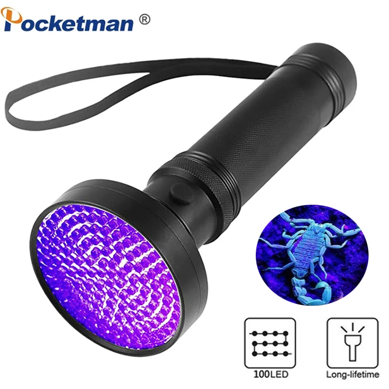 Lampe de poche UV à lumière noire pour la chasse au scorpion, détecteur d\'urine de chiens, déterminer la lampe de poche UV, SAF sec, 395nm