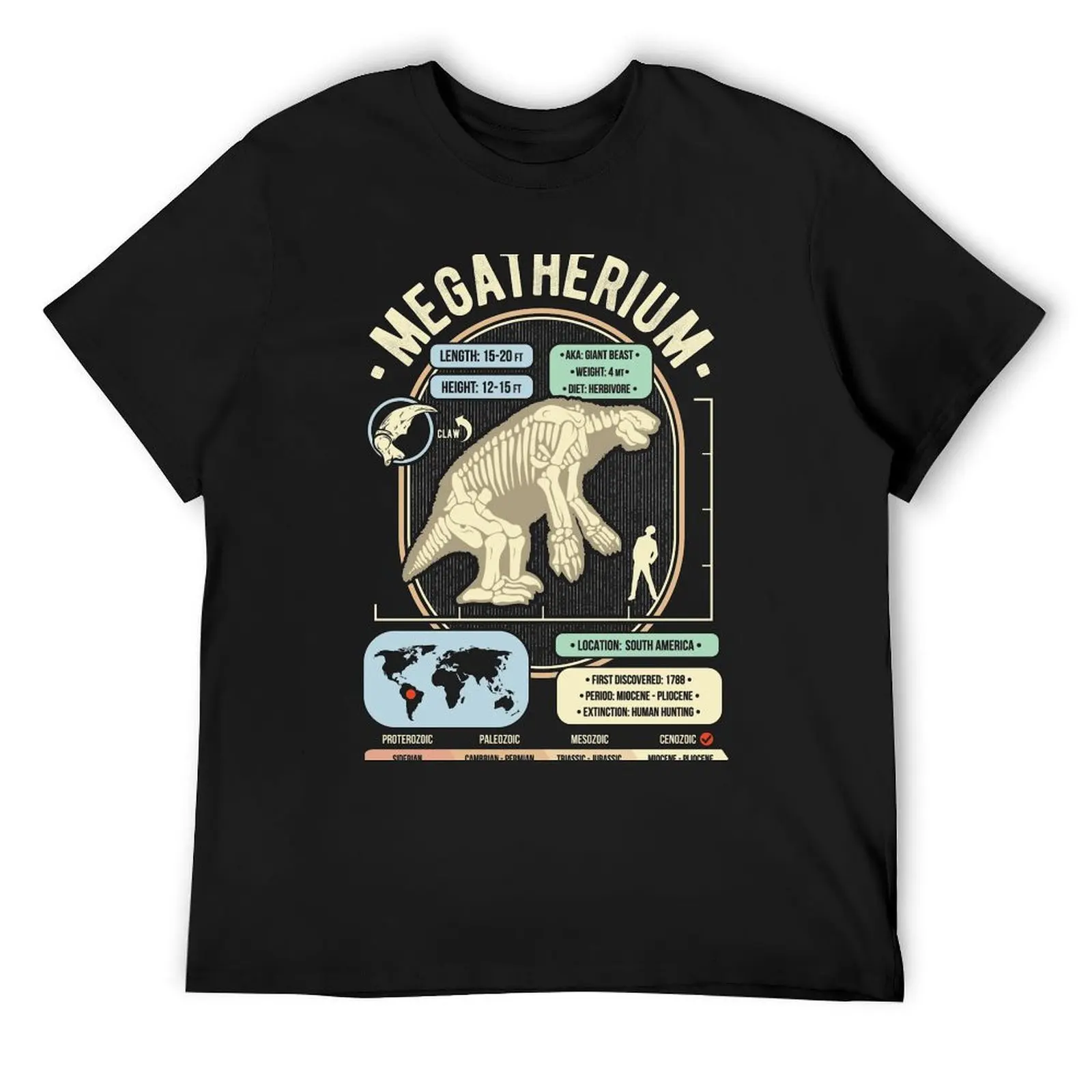 Dinosaur Facts - Megatherium Giant Sloth Science & Anatomy Gift T-Shirt sublime quick drying mens t shirts pack