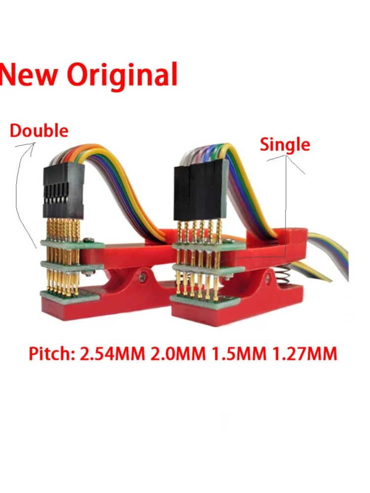 1 SZT. Stojak testowy Klips PCB Pojedynczy/podwójny Raster 2.54 2.0 1.5 1.27mm Zacisk Uchwyt Pogo pin Program do pobrania Programowanie z Pudełkiem DuPont — zdjęcie produktu 6