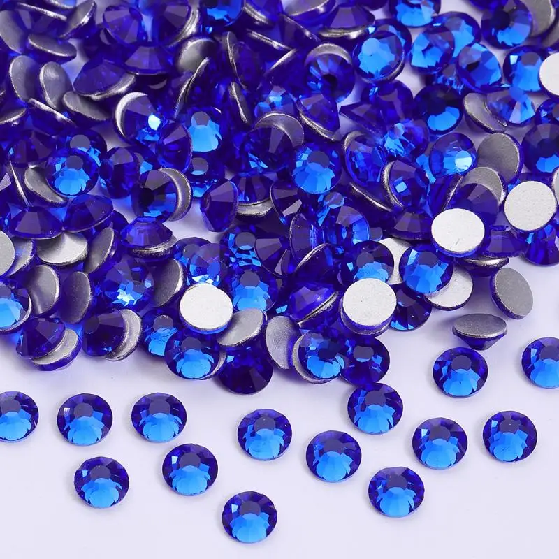 Sapphire SS4-SS34 Silver Bottom Glass Rhinestone Non Hottfix Flatback Crystal DIY Fashion Clothing Shoes Decoration Accessories