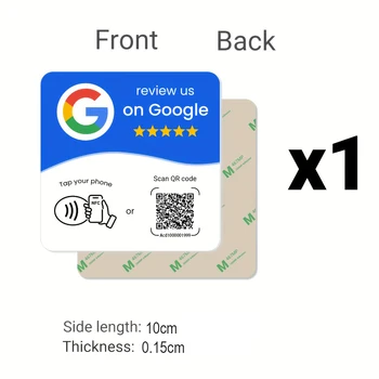 NFC 215 Square Programmable Google Review Card Station Table 13.56MHz QR Code Editable Sta