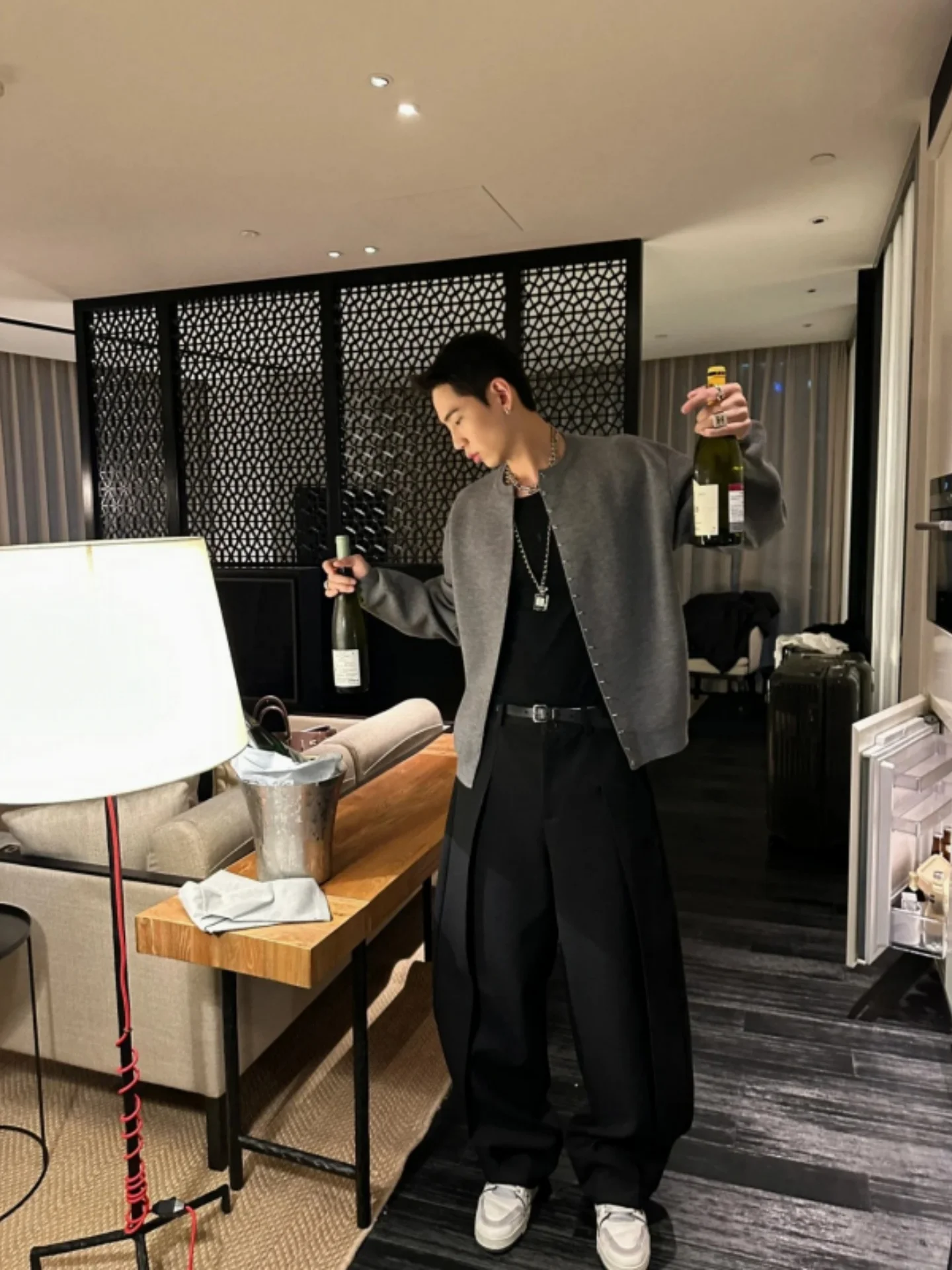 

Rivet Button Design Loose American Casual Knitted Sweater Faion Urban Sle Boy's And Youth's Warm Mid-Thi Long Sve Ca...