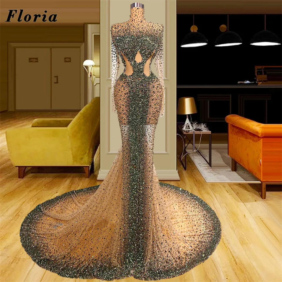 

Floria 4 Styles Celebrity Dresses Handmade Beading Long Prom Dress 2022 Dubai Coutures Cut Out Evening Dress Women Party Gowns