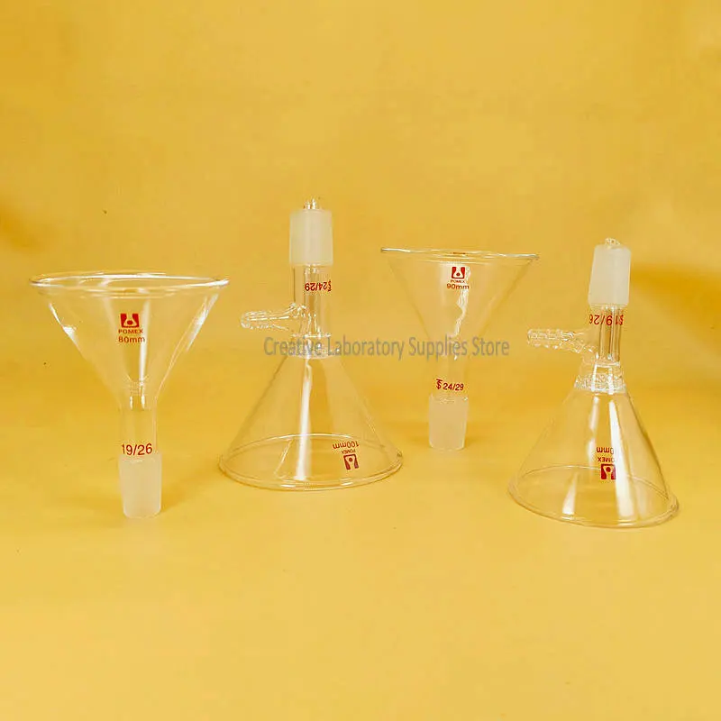 1piece 50-150mm Lab conical feeding funnel with Ground Joint,Borosilicate glass Vacuum Filtration Funnel with glass filter plate