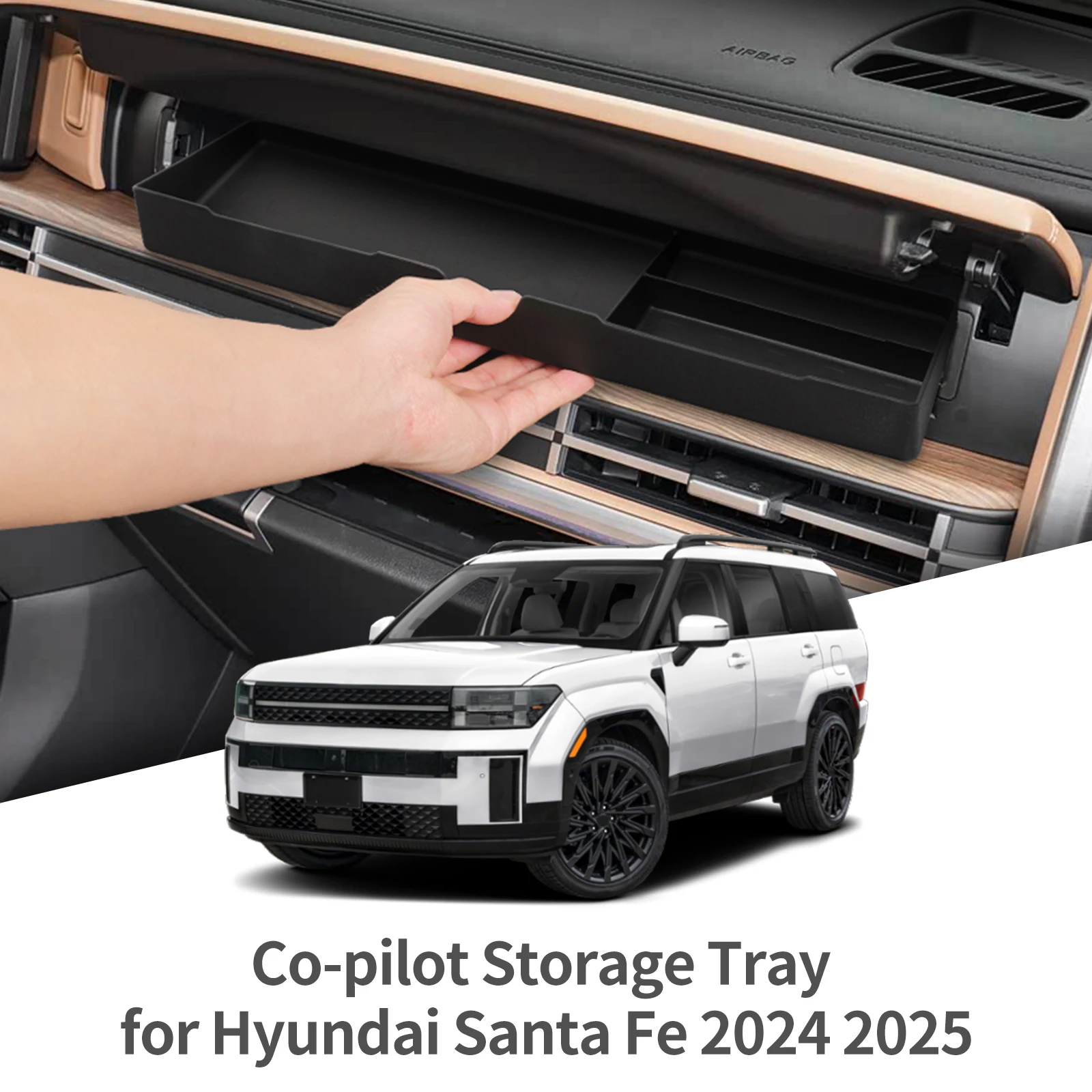 LUCKEASY für Hyundai Santa Fe 2024 2025 Auto-Aufbewahrungsbox Innenraum-Zubehör Beifahrer-Schublade Aufbewahrungskoffer Organizer Ordnungsbox – Detail 9