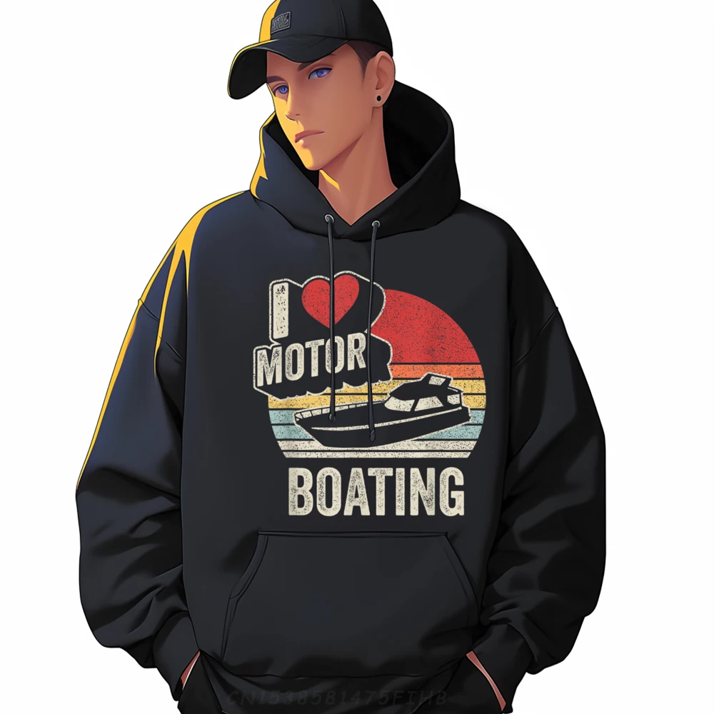 

Vintage Retro I Love Motor Boating O-Neck Hoodies Casual Sweatshirt Printed Long Sleeve Retro Normal Classic Sweatshirt