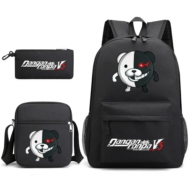 Danganronpa-mochila escolar para estudiantes, estuche para lápices, bolso de hombro para la vuelta al colegio, 3 unidades por juego