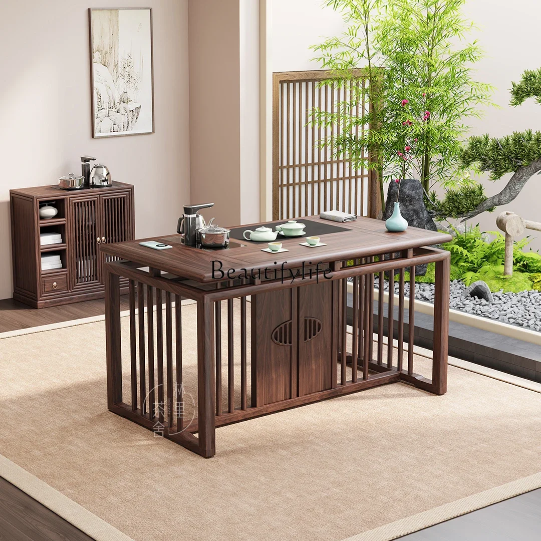 

ls 51New Chinese style tea table small apartment balcony living room solid wood coffee table simple office tea table