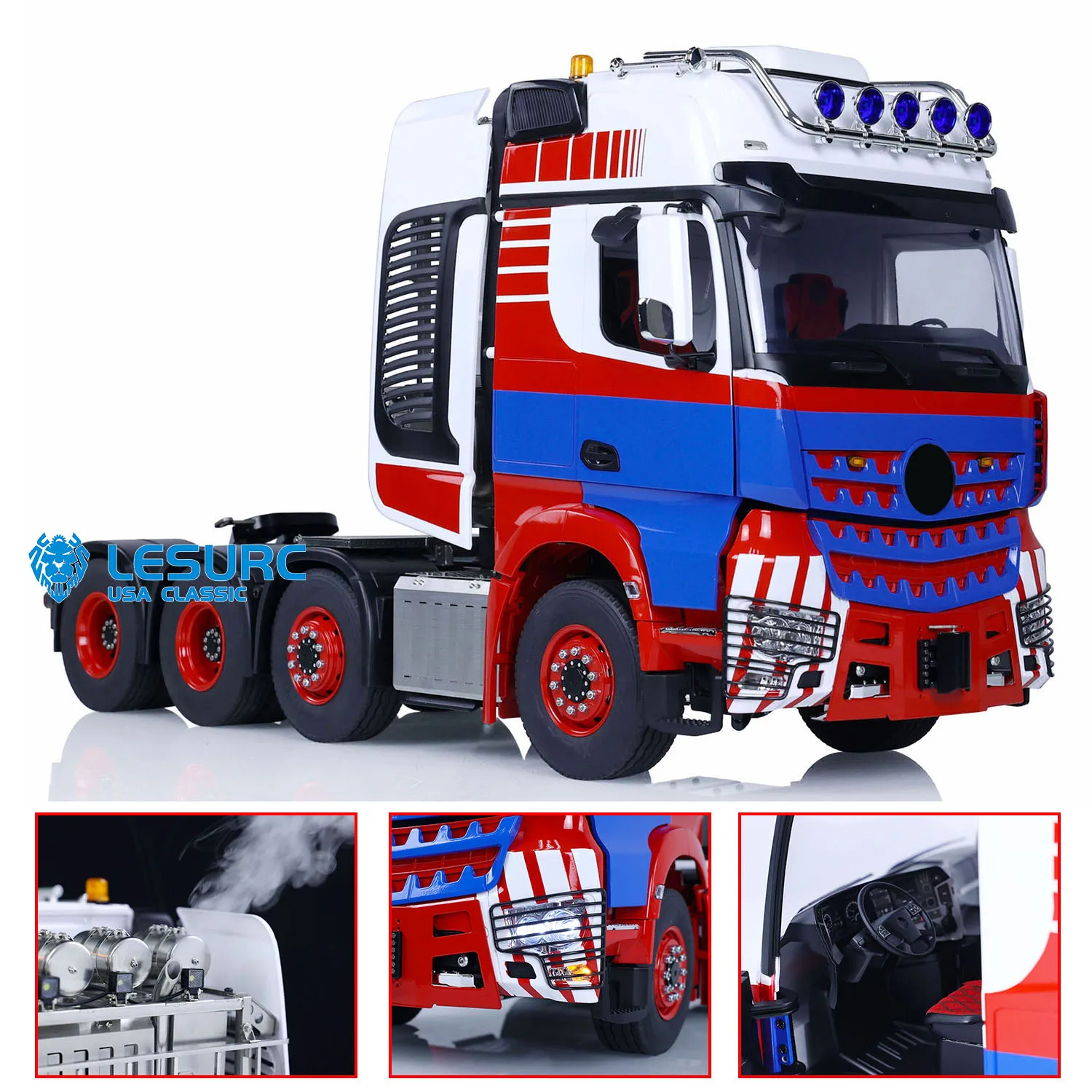 

1/14 8x8 NEW Painted RC Tractor Truck Remote Control Cars LESU Metal Chassis With Smoke Unit Sound Assembled Model DIY Trucks