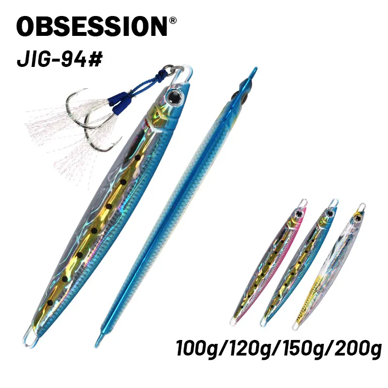 

OBSESSION 100g 120g 150g 200g 3D Print Fishing Lure Fast Fall Sea Metal Jigs Shore Jigging Lure Vertical Casting Artificial Bait