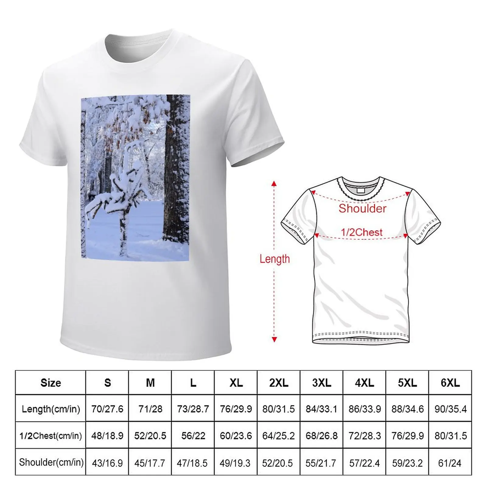 Sculpture tree in snow T-shirt customizeds tops oversizeds new edition men workout shirt