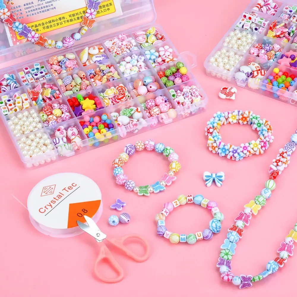 DIY Handmade Beaded Toy with Accessory Set Children Creative Girl Weaving Bracelet Jewelry Making Toys Educational Children Gift