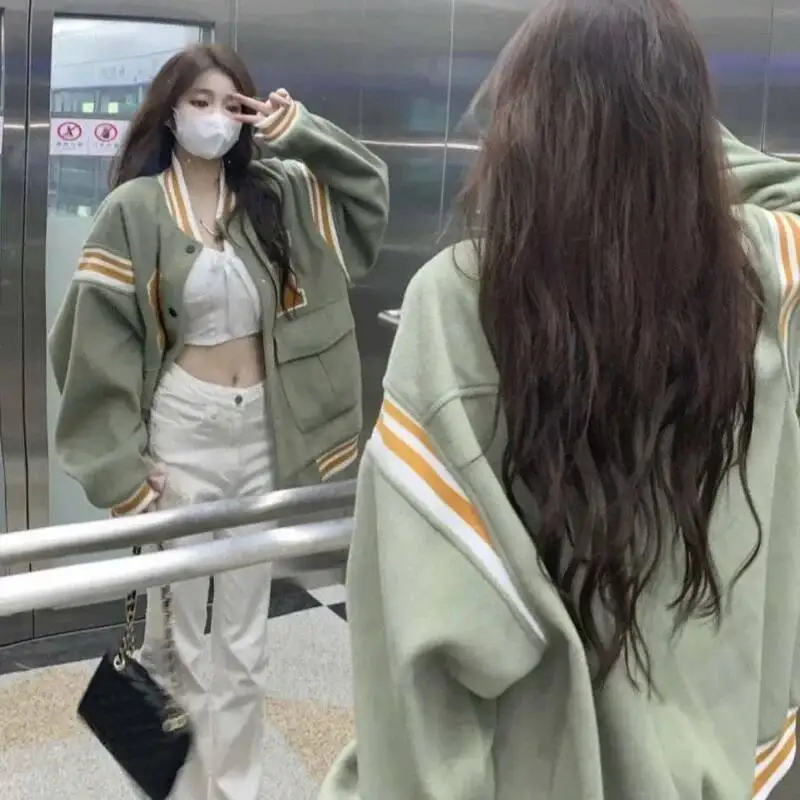 

American Baseball Jersey Women's New Oversized Loose College Style Thin Sunscreen Jacket