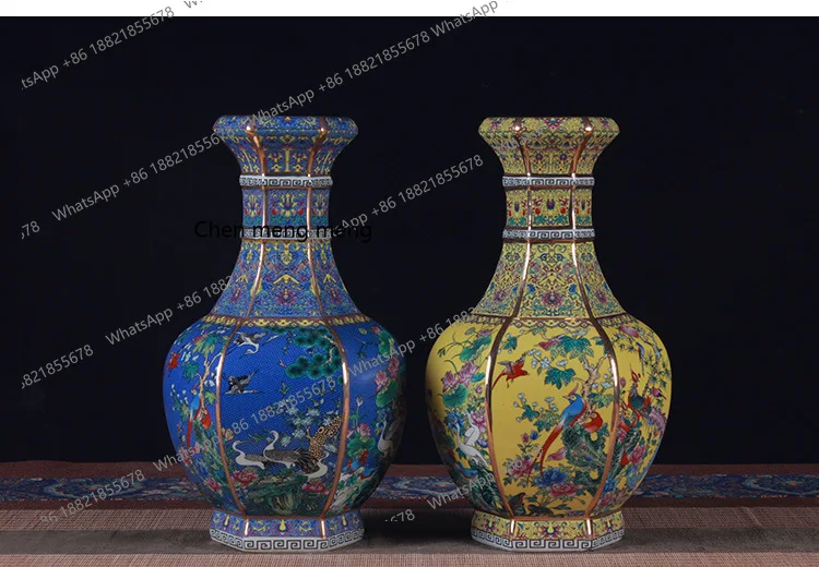 Bottiglia di apprezzamento esagonale color smalto antico Nuovo vaso decorativo per la casa classica cinese per ornamenti Bogu