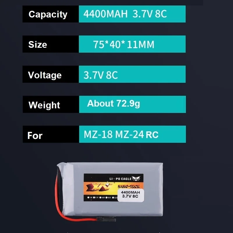 For GRAUPNER MZ-18 MZ-24 Remote Controller Battery 8C 3.7V 4400mah Lipo Battery MZ18 MZ 24 Remote Control Panel Batteries 3.7v